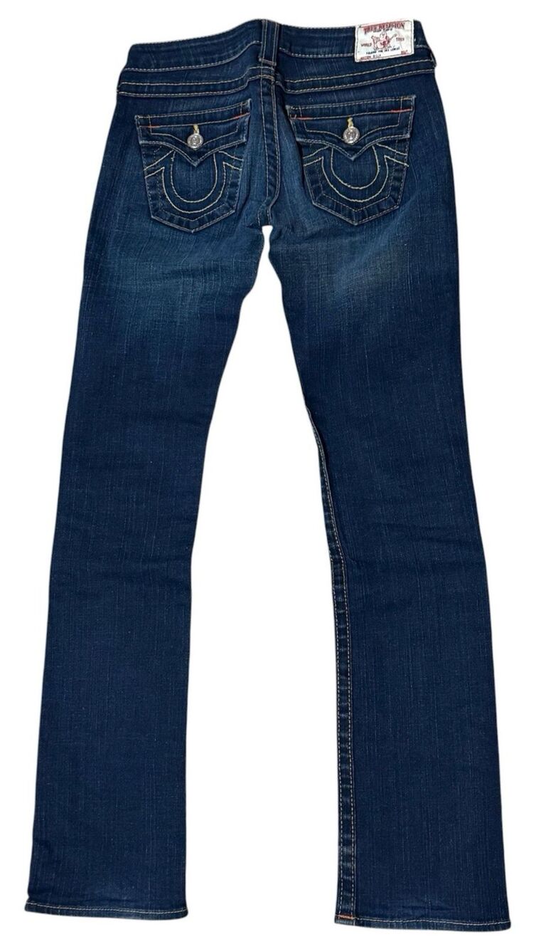 True Religion Low Rise Billy Jeans 26 Horseshoe Flap Pocket Big T Stitch Y2K USA